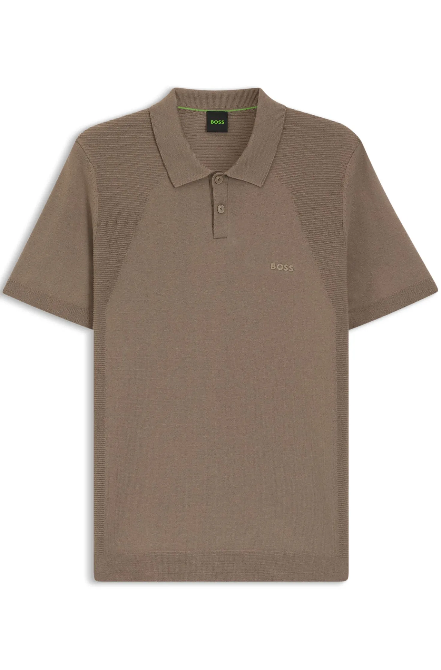 Cotton-blend knit polo with bodymapping structure