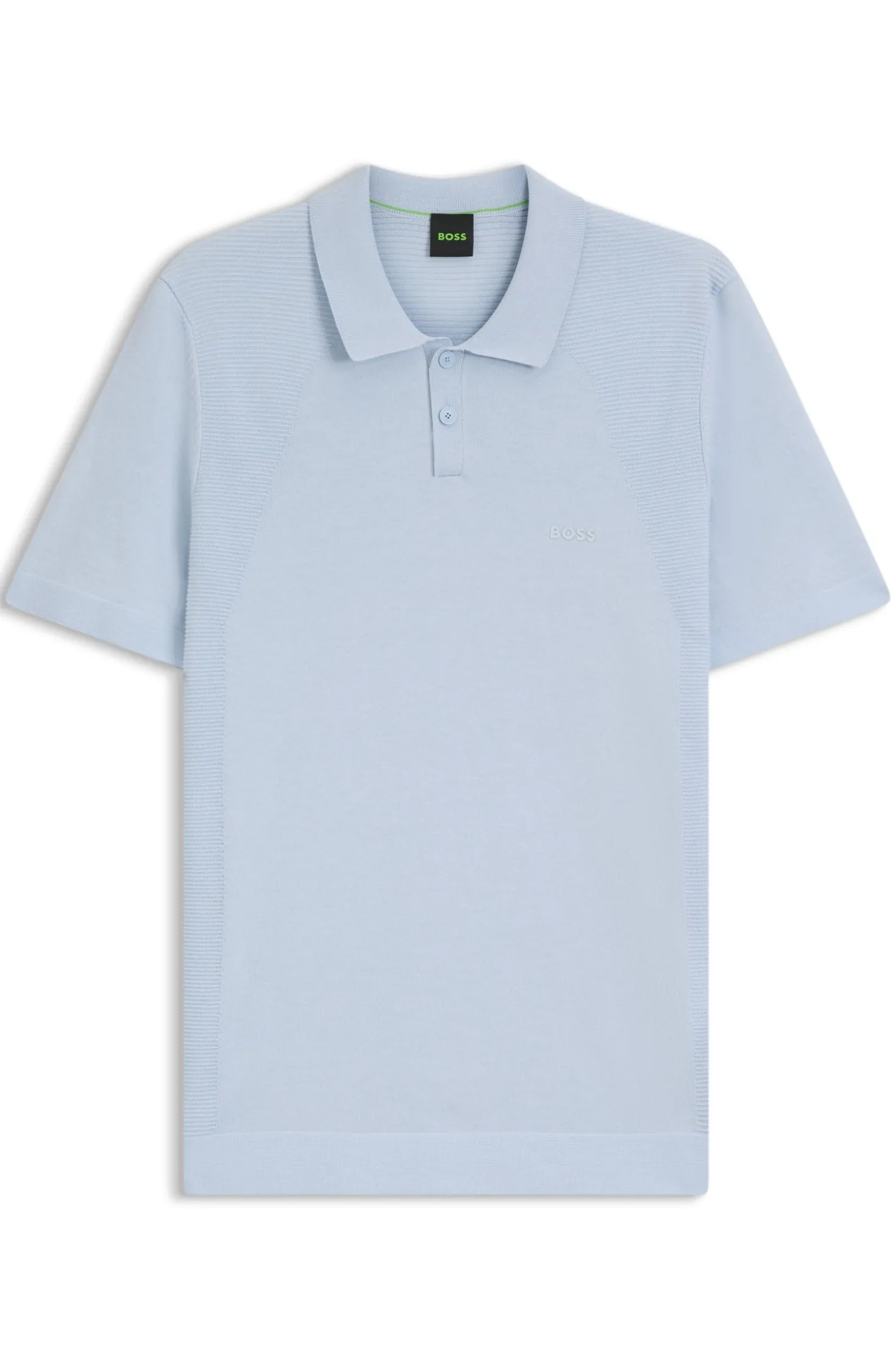 Cotton-blend knit polo with bodymapping structure