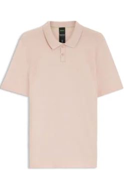 Cotton-blend knit polo with bodymapping structure