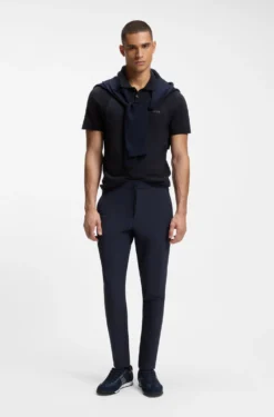 Cotton-blend knit polo with bodymapping structure
