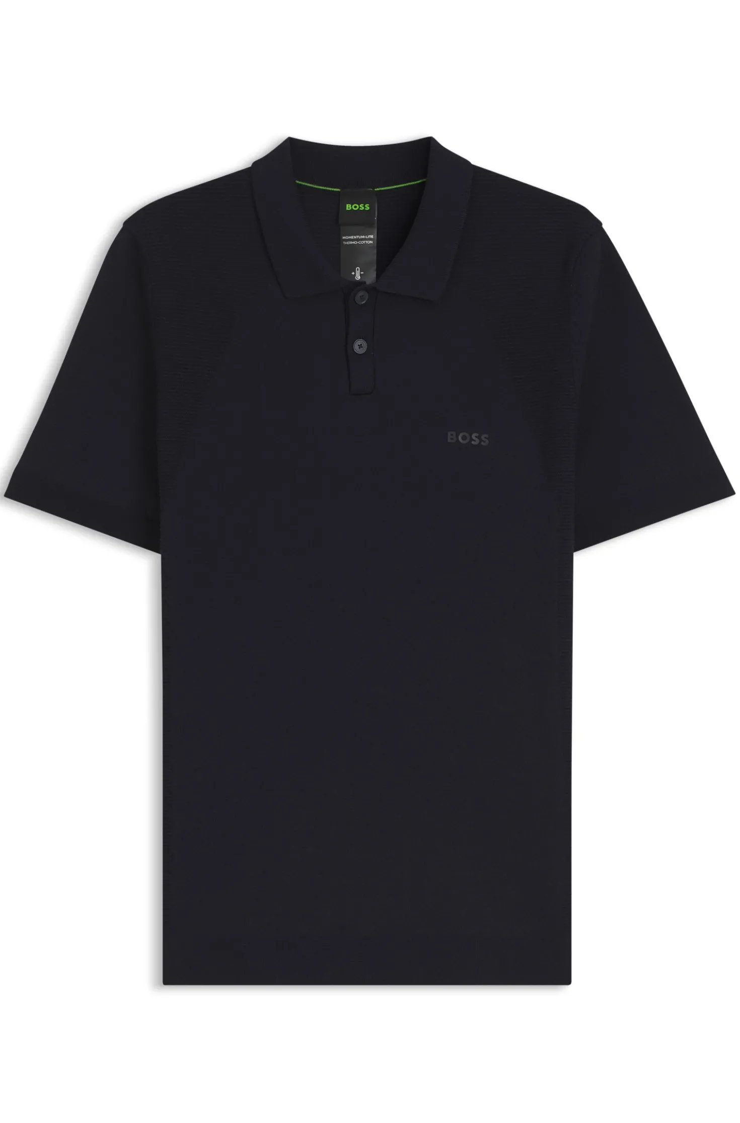 Cotton-blend knit polo with bodymapping structure