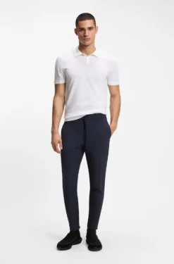 Cotton-blend knit polo with bodymapping structure