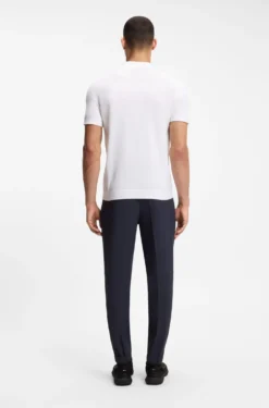 Cotton-blend knit polo with bodymapping structure