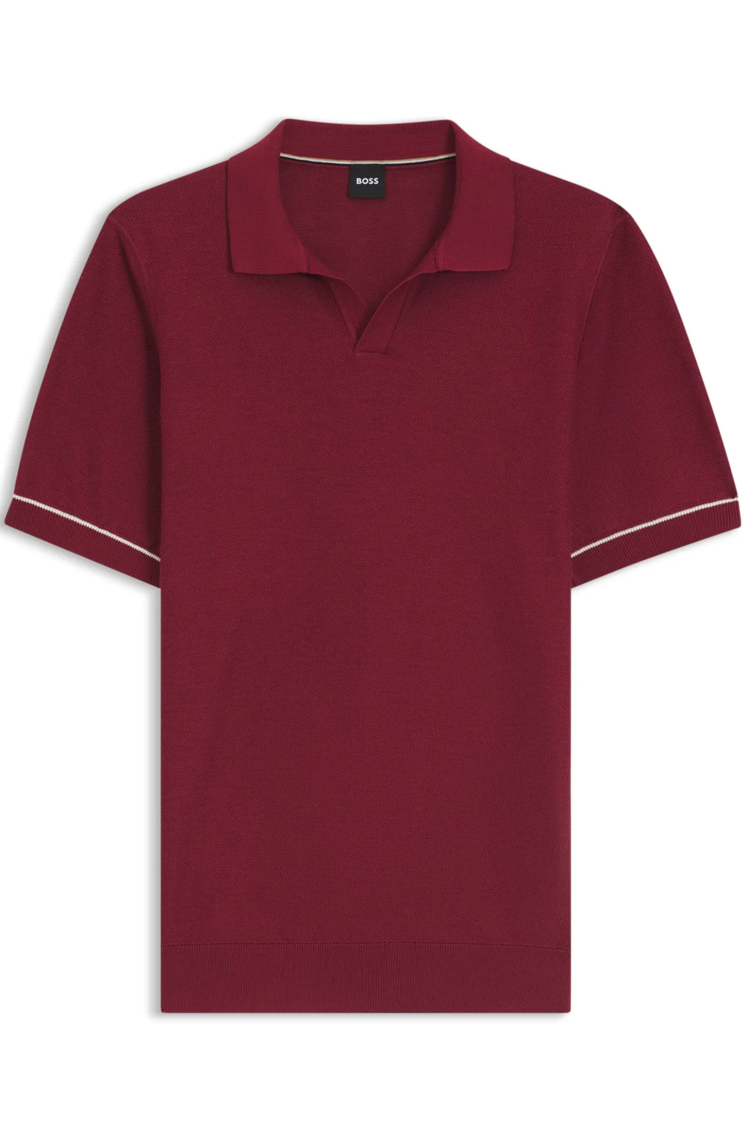 Cotton-blend knit polo with horizontal stripe