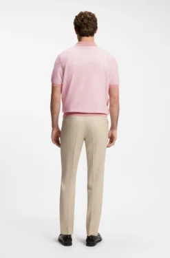 Cotton-blend knit polo with horizontal stripe
