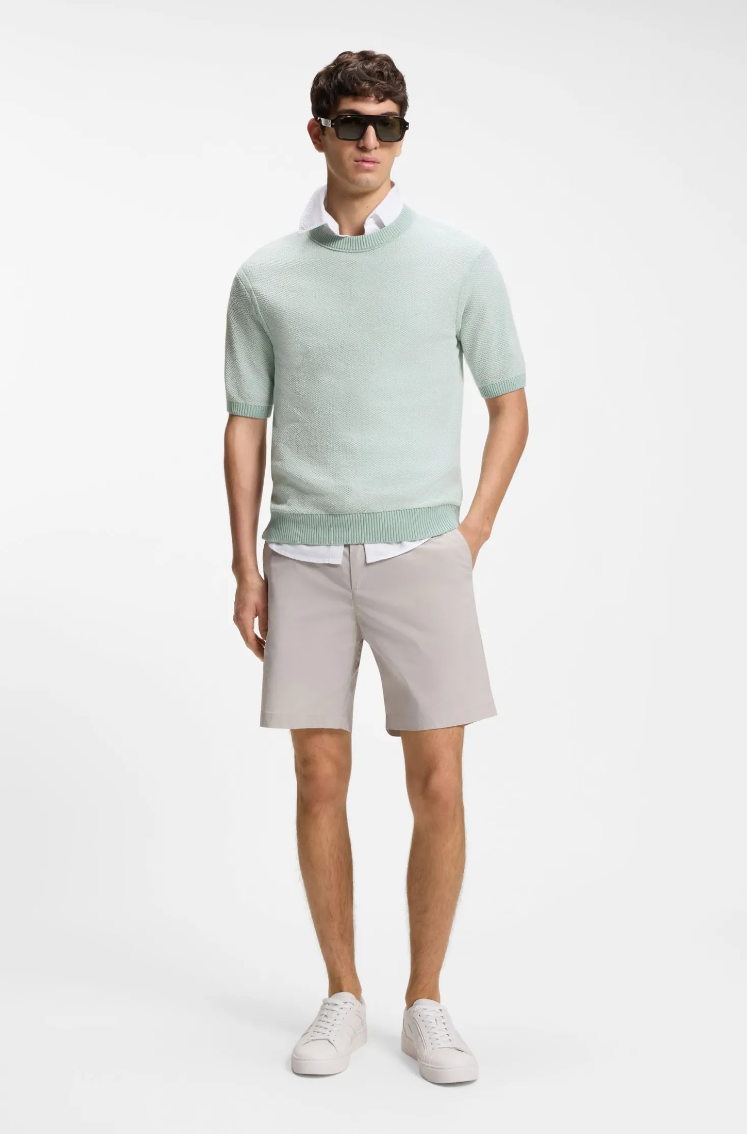 Cotton-blend knit T-shirt