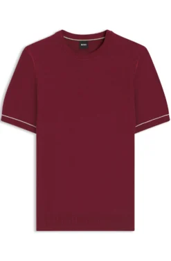 Cotton-blend knit T-shirt with horizontal stripe