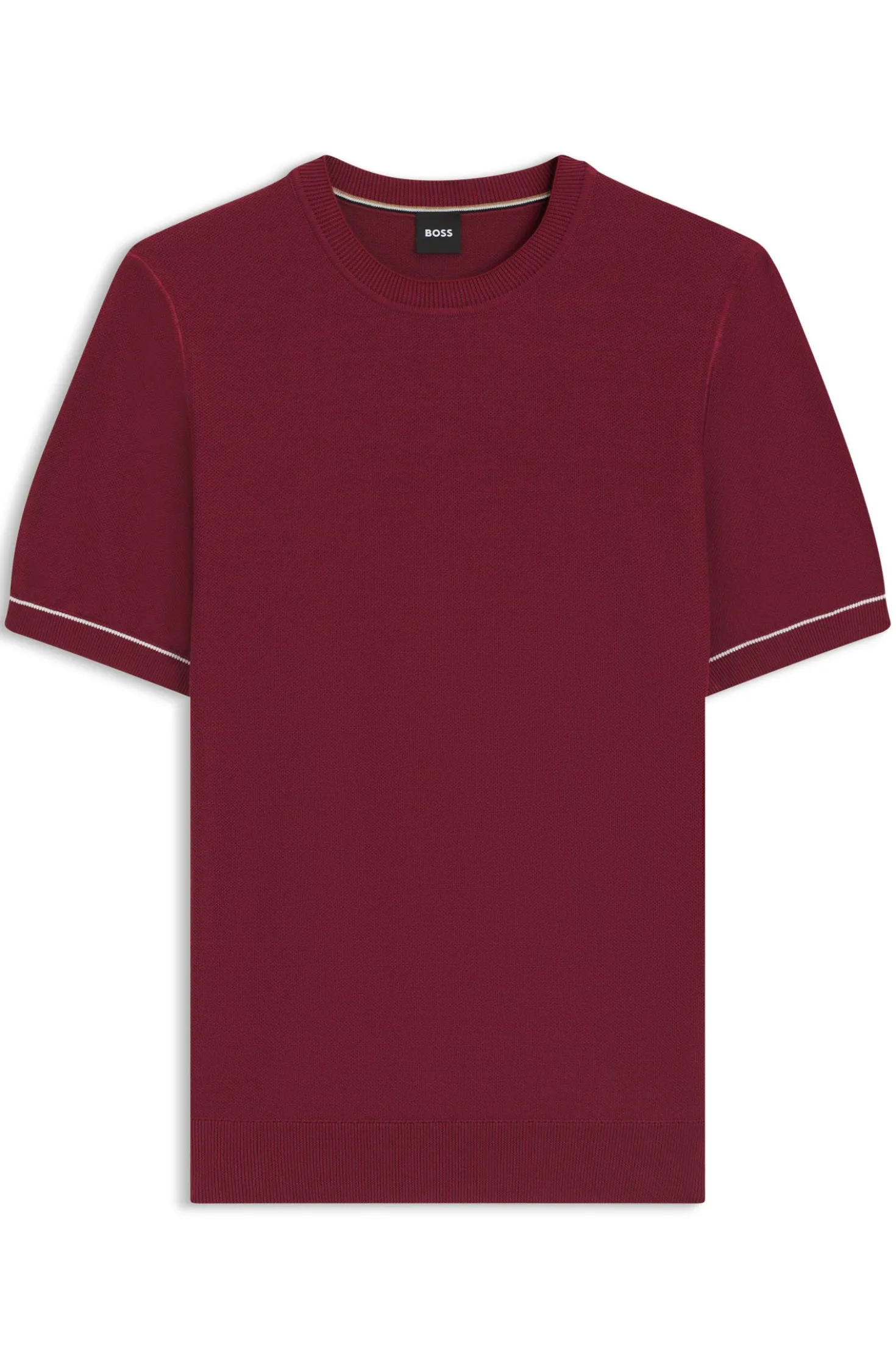 Cotton-blend knit T-shirt with horizontal stripe