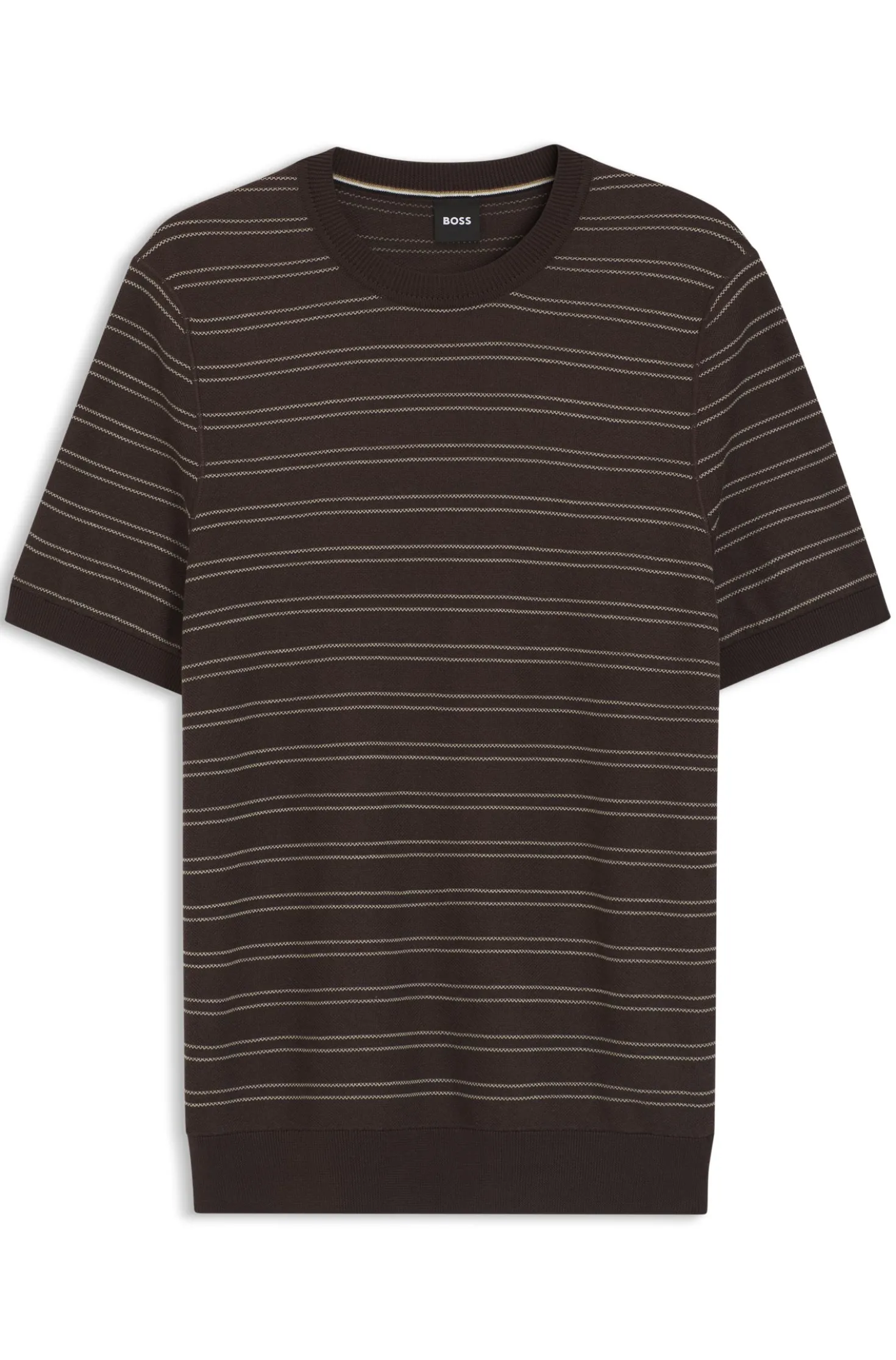 Cotton-blend knit T-shirt with horizontal stripe
