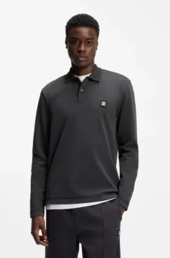 Cotton-blend polo shirt with stacked logo