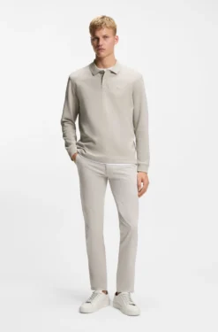 Cotton-blend polo shirt with waffle structure