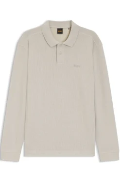 Cotton-blend polo shirt with waffle structure