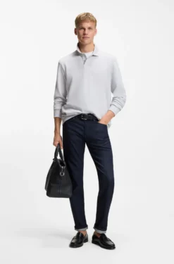Cotton-blend polo shirt with waffle structure