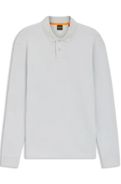 Cotton-blend polo shirt with waffle structure