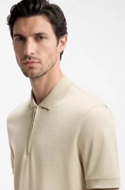 Cotton-blend polo shirt with zip placket