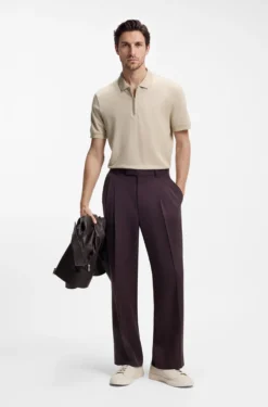 Cotton-blend polo shirt with zip placket