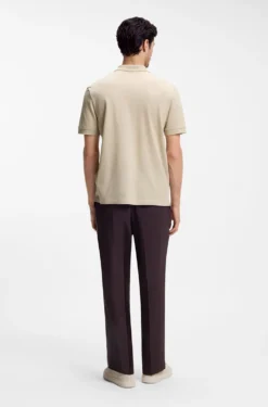 Cotton-blend polo shirt with zip placket