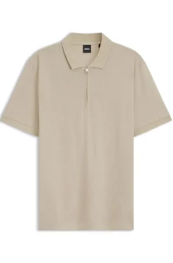 Cotton-blend polo shirt with zip placket