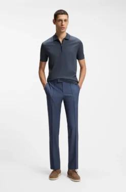 Cotton-blend polo shirt with zip placket