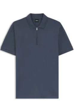 Cotton-blend polo shirt with zip placket