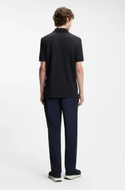 Cotton-blend polo shirt with zip placket