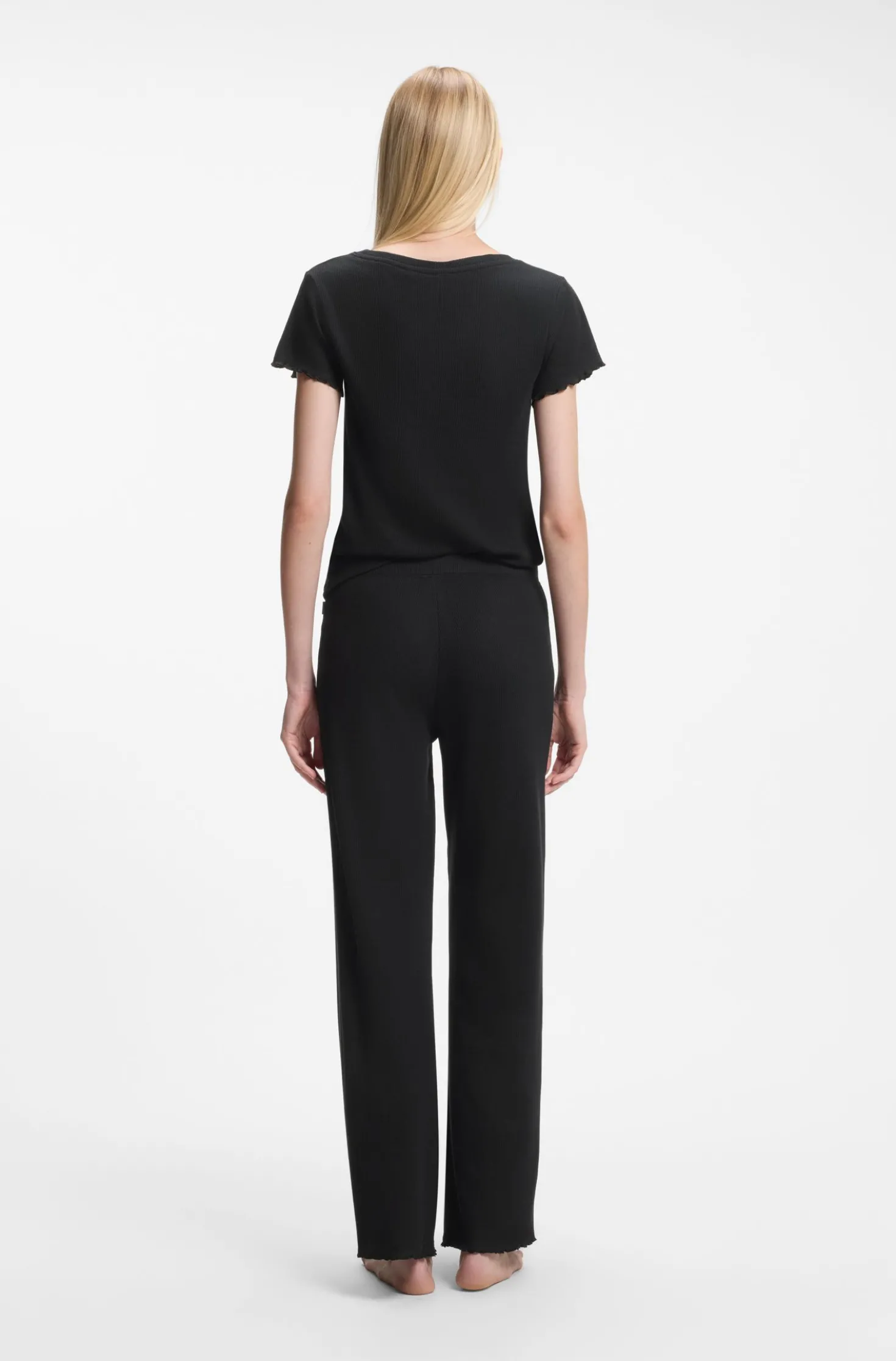 Cotton-blend pyjama bottoms in waffle jersey