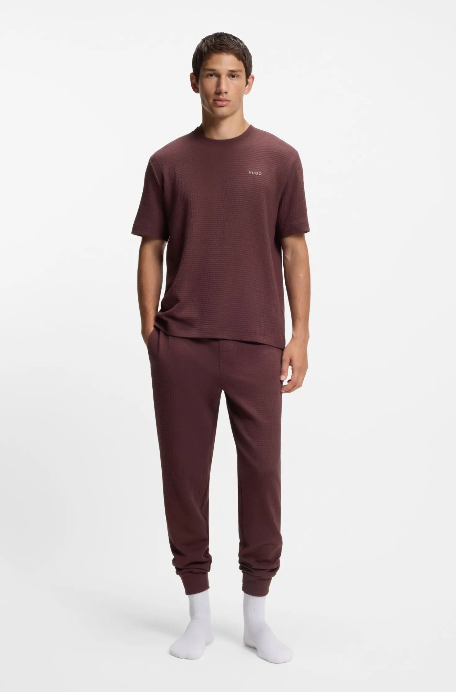 Cotton-blend pyjama bottoms with embroidered logo
