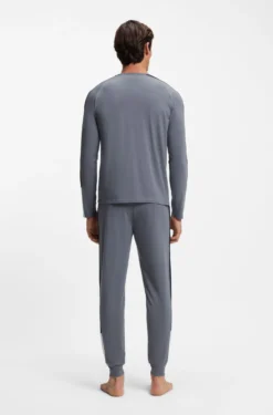 Cotton-blend pyjama set with contrast inserts