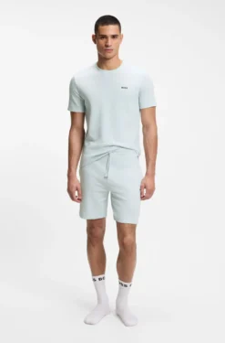 Cotton-blend pyjama shorts with embroidered logo