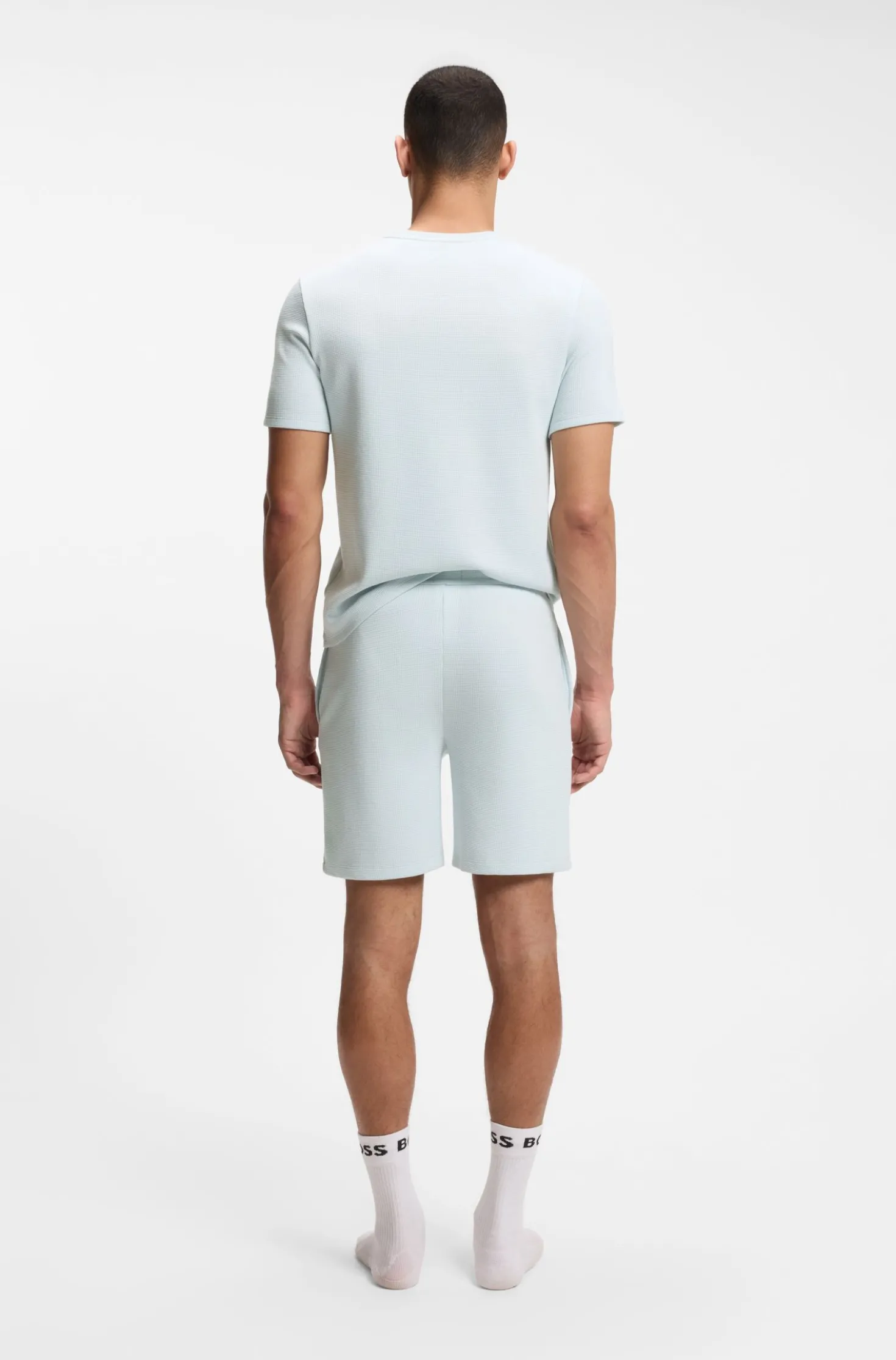Cotton-blend pyjama shorts with embroidered logo