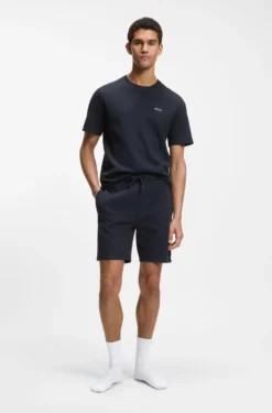 Cotton-blend pyjama shorts with embroidered logo