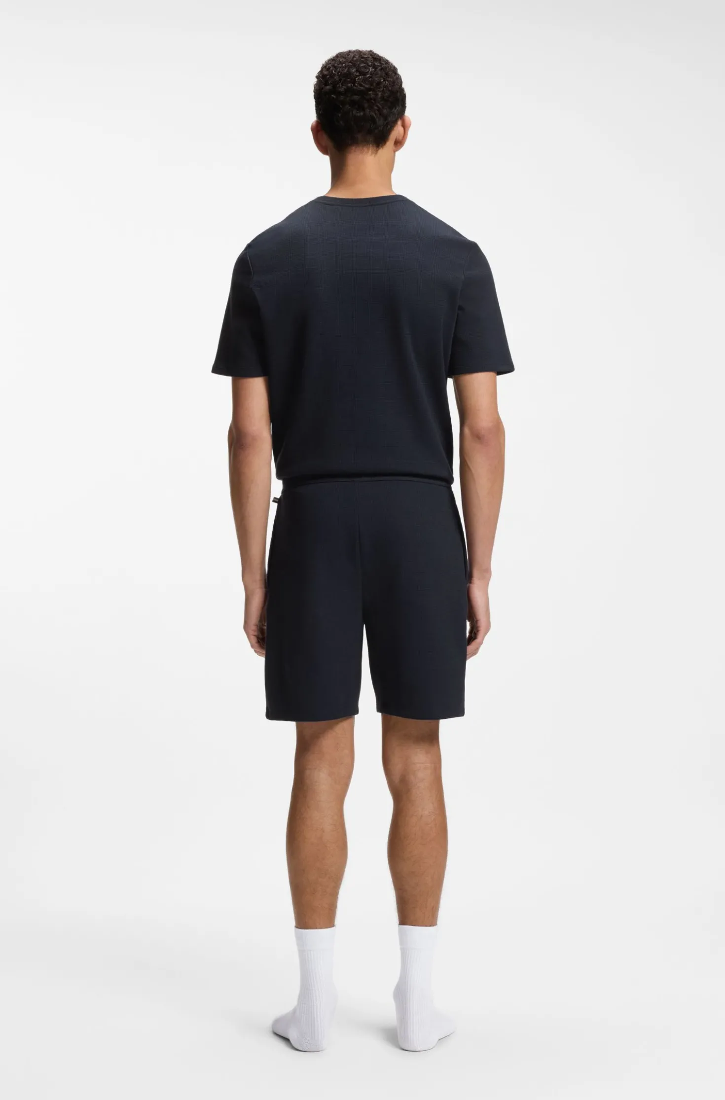 Cotton-blend pyjama shorts with embroidered logo
