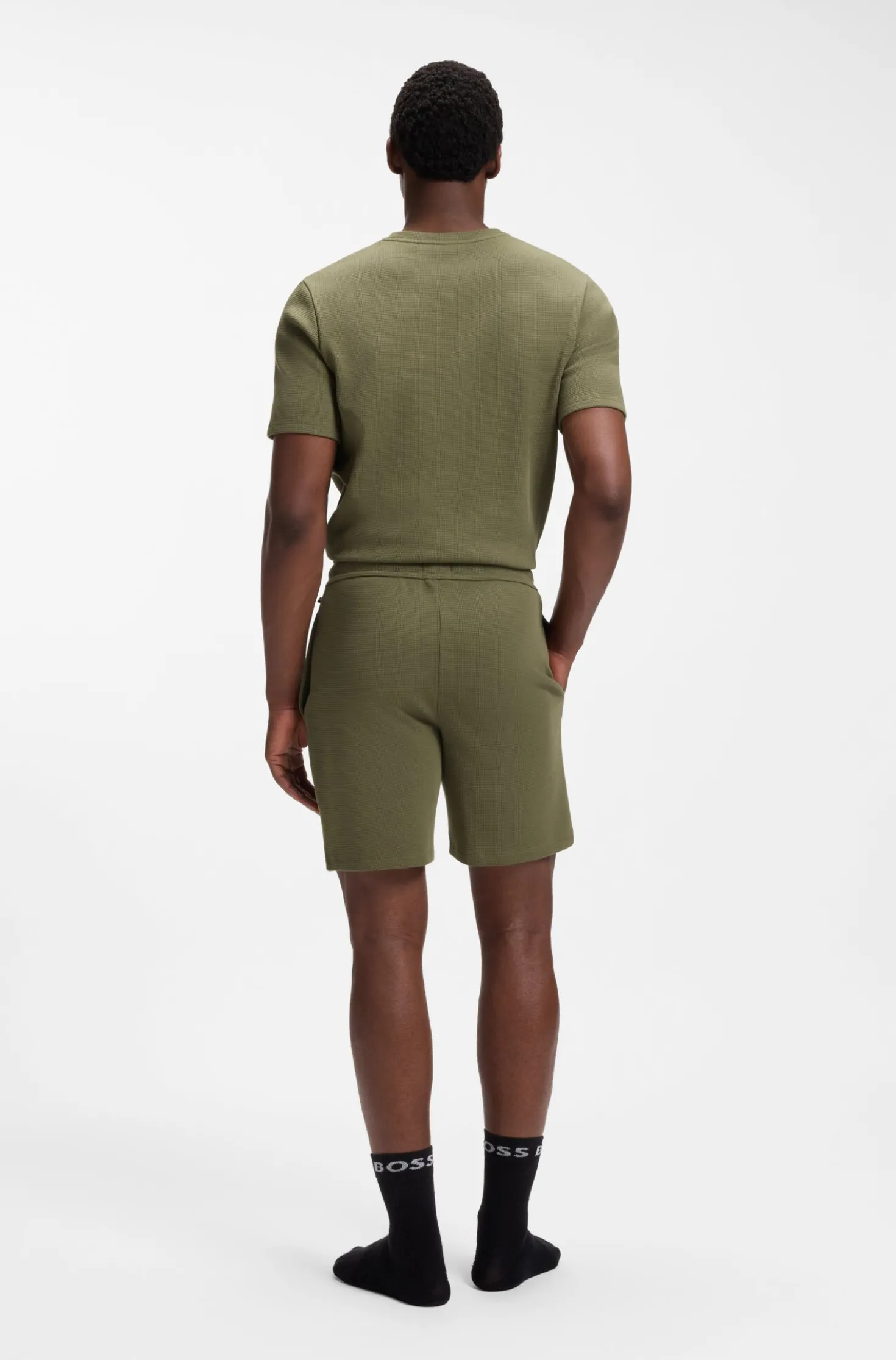 Cotton-blend pyjama shorts with embroidered logo