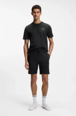 Cotton-blend pyjama shorts with embroidered logo