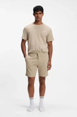 Cotton-blend pyjama shorts with embroidered logo