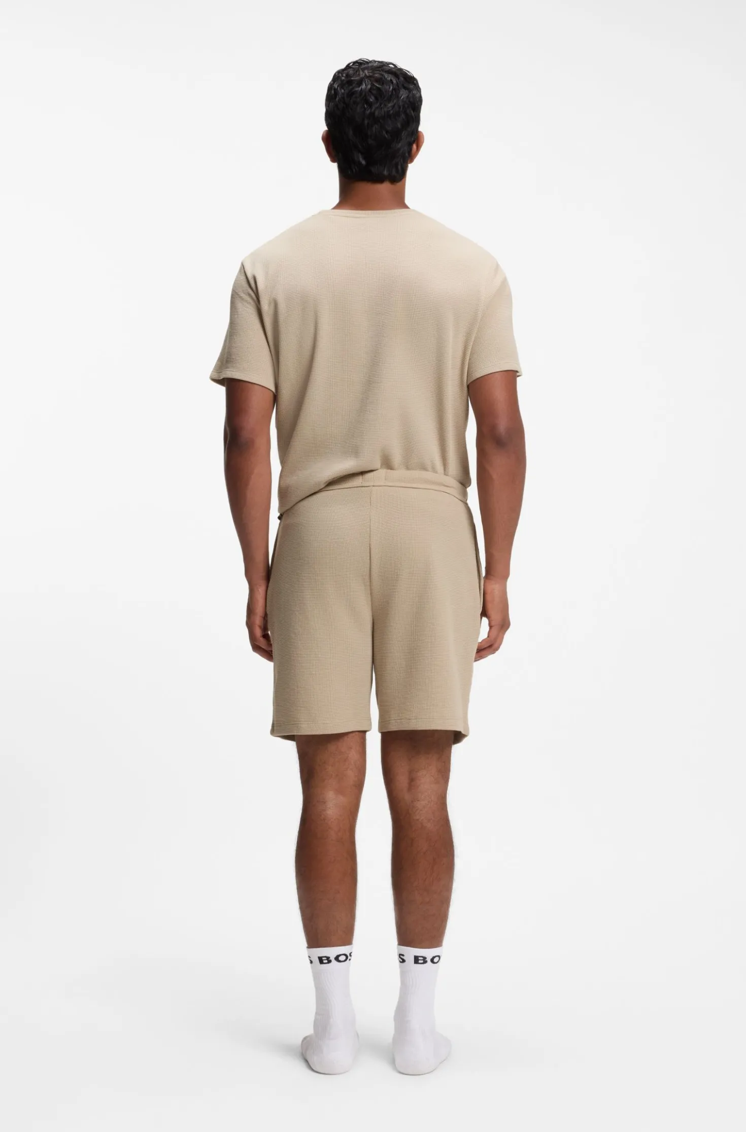 Cotton-blend pyjama shorts with embroidered logo