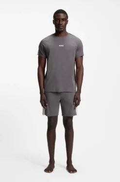Cotton-blend pyjamas with contrast inserts