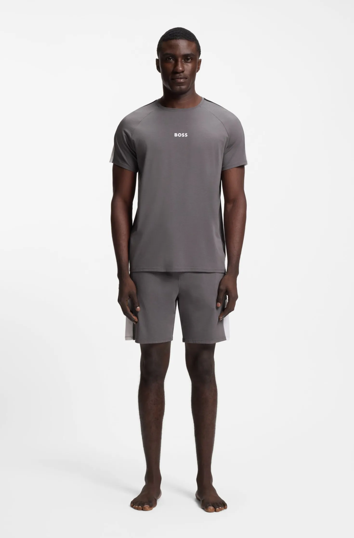 Cotton-blend pyjamas with contrast inserts