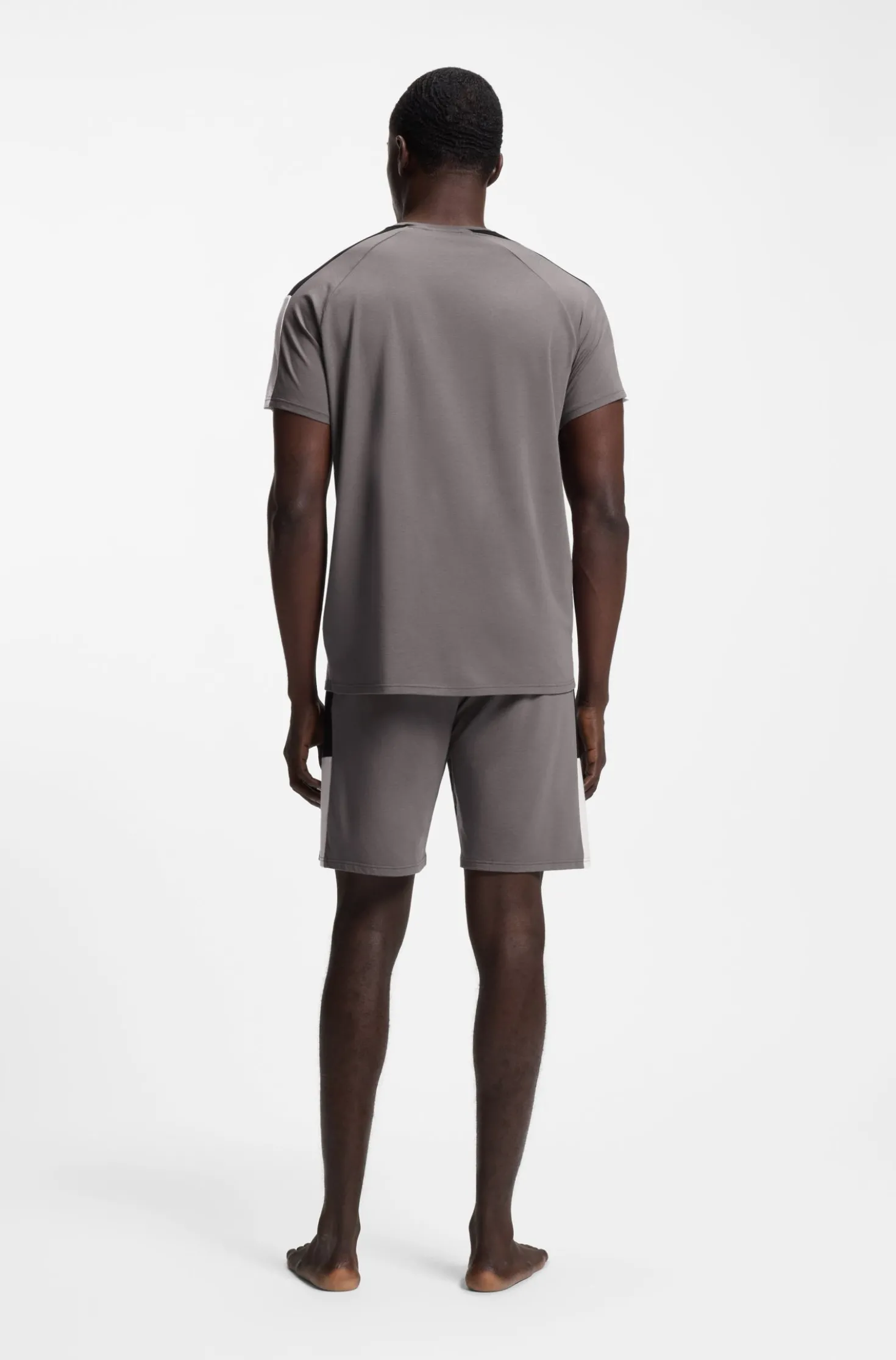 Cotton-blend pyjamas with contrast inserts