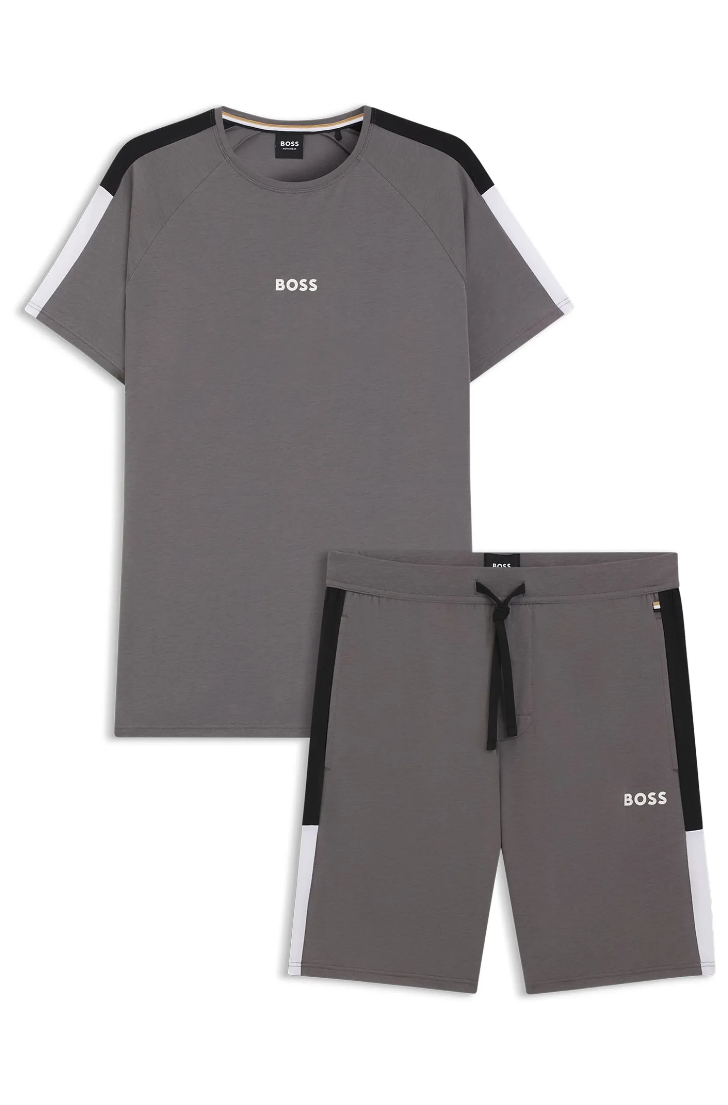 Cotton-blend pyjamas with contrast inserts