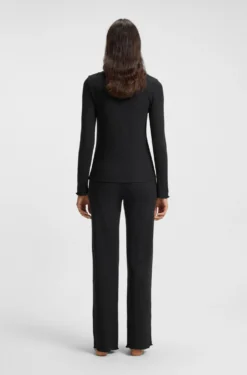 Cotton-blend pyjama top with waffle structure