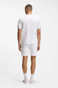 Cotton-blend pyjama T-shirt with embroidered logo