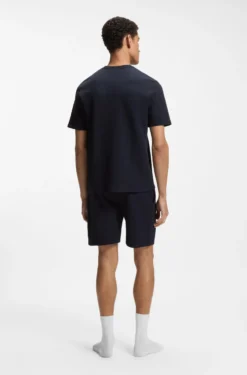 Cotton-blend pyjama T-shirt with embroidered logo