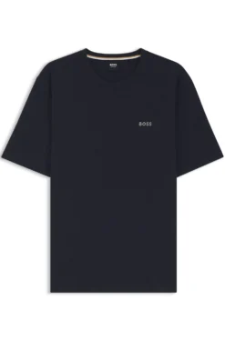 Cotton-blend pyjama T-shirt with embroidered logo
