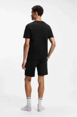 Cotton-blend pyjama T-shirt with embroidered logo
