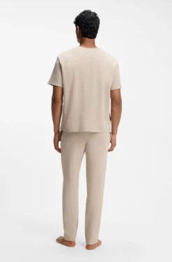 Cotton-blend pyjama T-shirt with embroidered logo