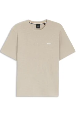 Cotton-blend pyjama T-shirt with embroidered logo