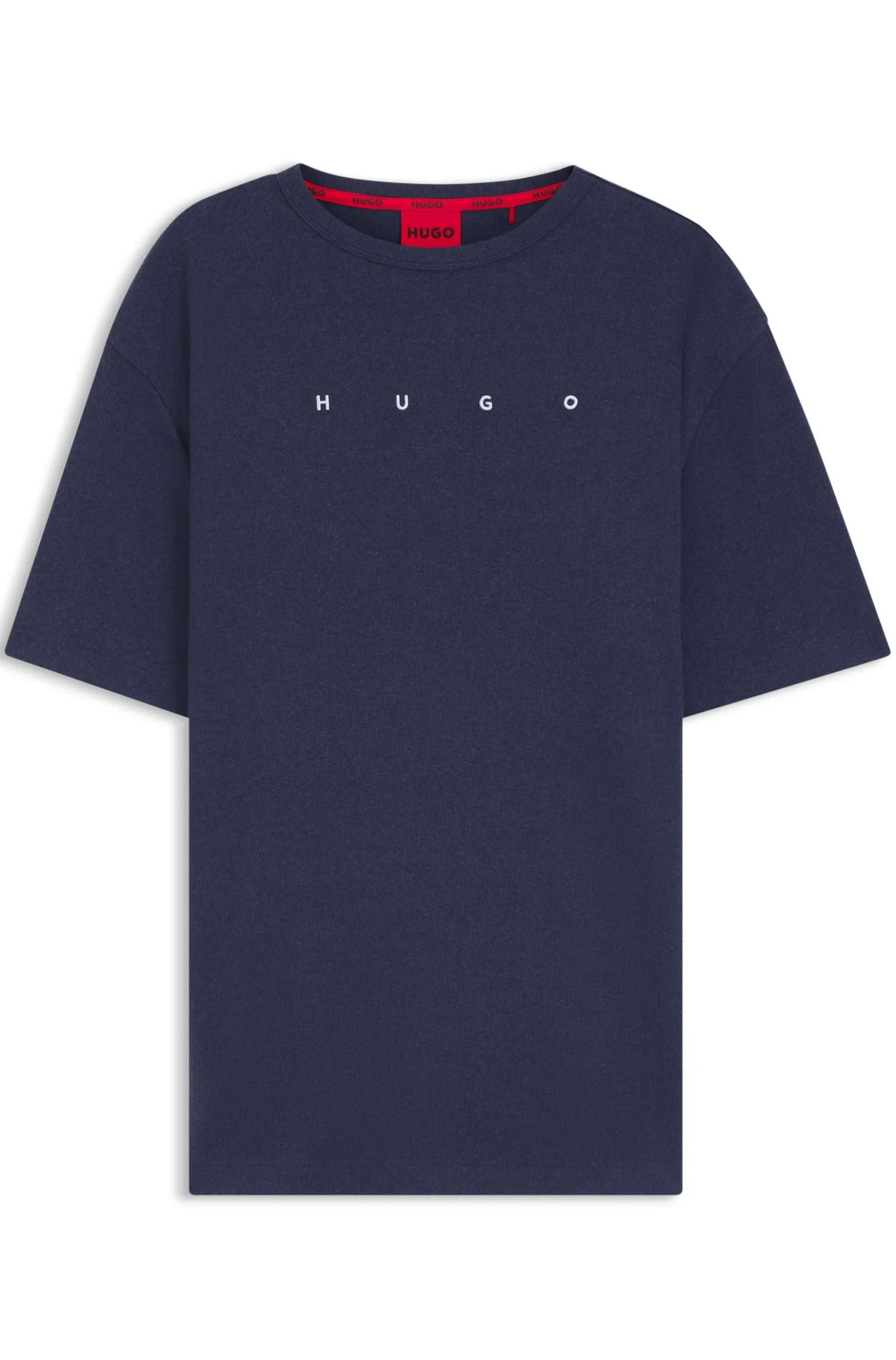 Cotton-blend pyjama T-shirt with embroidered logo