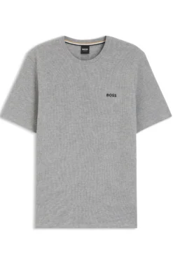 Cotton-blend pyjama T-shirt with embroidered logo