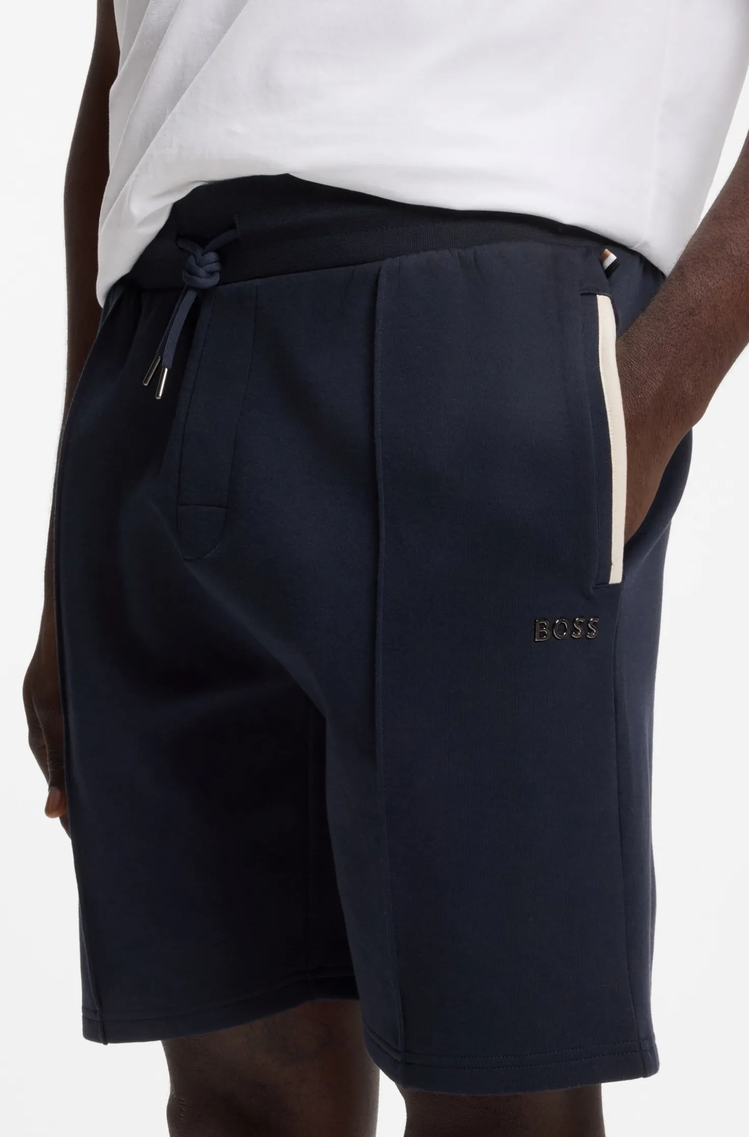 Cotton-blend shorts with metallic logo